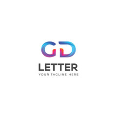 3D GD, DG letter logo design template elements. Modern abstract digital alphabet letter logo.