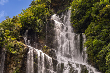 Obraz premium Yanyuan waterfall, in Meishan City of southwest China’s Sichuan Province