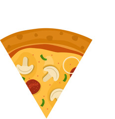 Mushroom with Pepperoni Pizza. Vector illustration of italian pizza. Pizza with mushroom, pepperoni, peppers and cheese