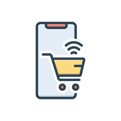 Color illustration icon for online shopping