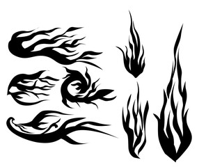 Tribal black fire flames tattoo design. Black fire flames in tribal style with long swirls for tattoo and vehicle for you