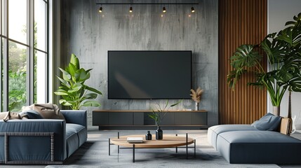 Modern Living Room with Flat-screen TV