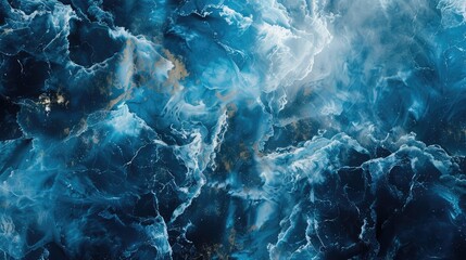 Obraz premium Azure Swirls: A Blue and Gold Marble Painting