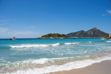 Beautiful beach and sea in Sant Elm village, Majorca island, Spain
