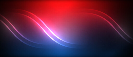 Neon glowing circle rays, light round lines in the dark, planet style neon wave lines. Energetic electric concept design for wallpaper, banner, background