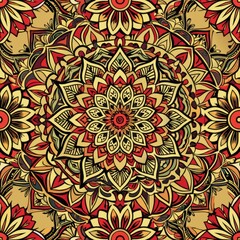 Seamless pattern of intricate mandala designs, creating a sense of harmony and balance in your gift wrap, Generative AI