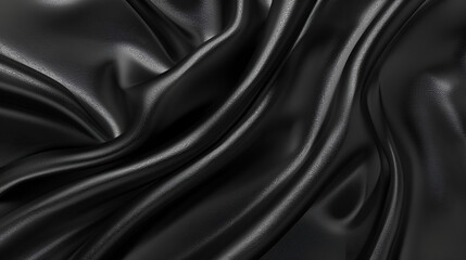 Black silk cloth abstract background. Elegant luxurious backdrop,Black Silk Fabric Texture with Beautiful Waves. Elegant Background for a Luxury Product

