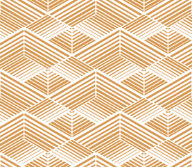 Abstract geometric pattern with stripes, lines. Seamless vector background. White and golden ornament. Simple lattice graphic design