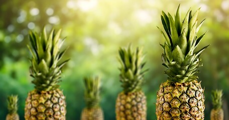 Pineapple fresh ripe fruits in  farming with sunrise