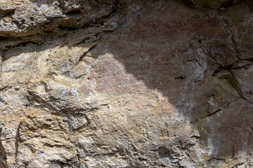 Geological structure of a section of rocky soil in a mining quarry