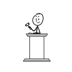 stick figure judge standing holding gavel