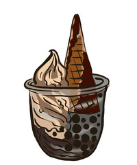 Illustration decoration design element milk tea dessert food beverage 