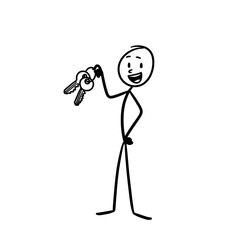stick figure holding a large key