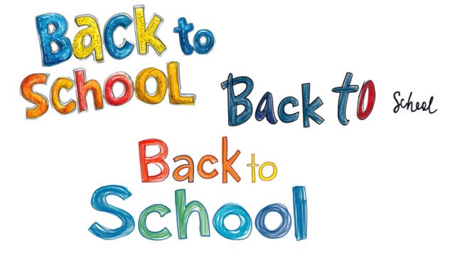 set of Back to school text in the style of children's native drawing, isolated background  - Powered by Adobe