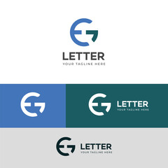 GE, EG letter logo design template elements. Modern abstract digital alphabet letter logo.