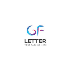 3D GF, FG letter logo design template elements. Modern abstract digital alphabet letter logo.