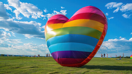 Obraz premium Colourful rainbow heart shaped balloon