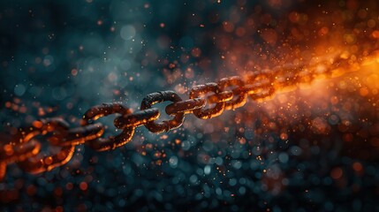 A conceptual artwork showing chains breaking apart, symbolizing liberation and the end of oppression.