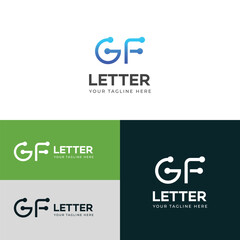 Technology GF, FG letter logo design template elements. Modern abstract digital alphabet letter logo.