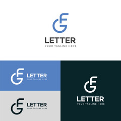 GF, FG letter logo design template elements. Modern abstract digital alphabet letter logo.