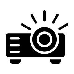 Projector Solid icon.  Vector illustration. For sign, symbol, web graphics, infographics. 