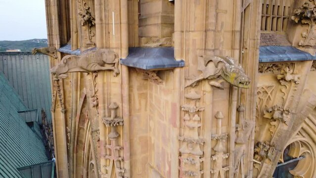 Scary gargoyles on the Mutte tower of Cathedral of Saint Stephen, Metz