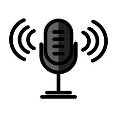 Microphone Outline icon.  Vector illustration. For sign, symbol, web graphics, infographics. 