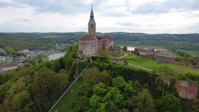 Aerial view of the top of G&uuml;ssing Castle
