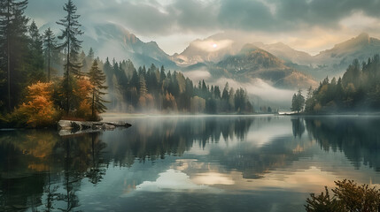 Nature landscape of a lake