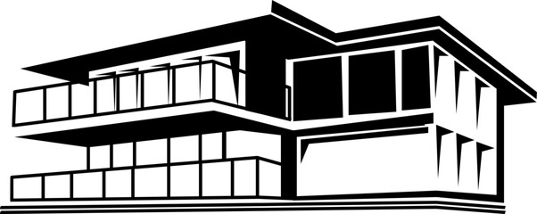 Beach House Outline Illustration Vector