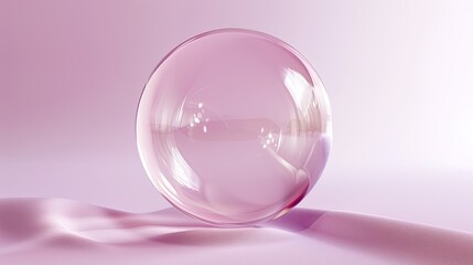 Obraz premium The flawless spherical bubble, with a shiny surface, drifts gracefully on a solid, light lavender backdrop, embodying the fragile harmony and fleeting elegance of simplicity