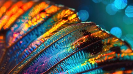 Macro photography of organic texture of butterfly or moth wing, background with closed up detailed natural wing's scales structure, AI generated image