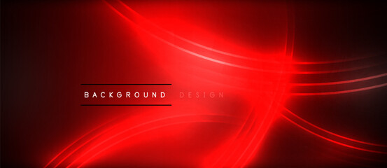 Neon glowing circle rays, light round lines in the dark, planet style neon wave lines. Energetic electric concept design for wallpaper, banner, background