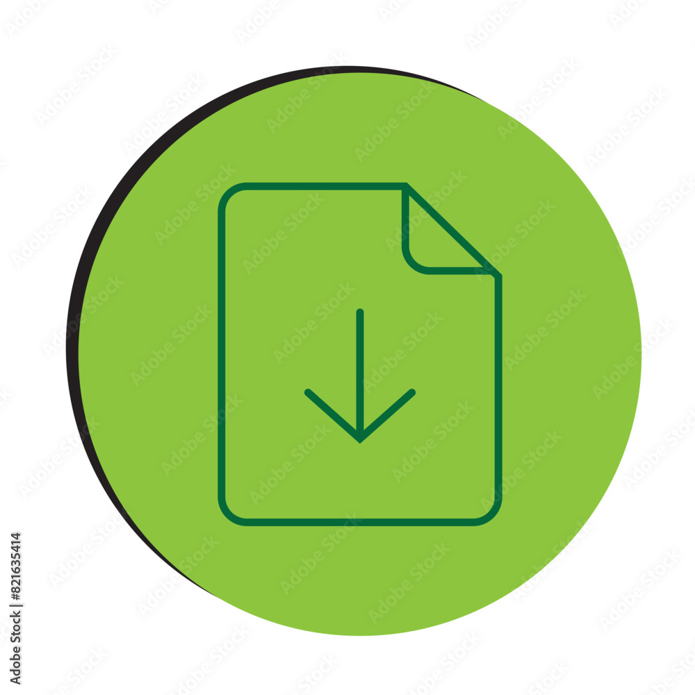 Aufkleber download folder icon, file document import icon sign with arrow down - save folder file icon button