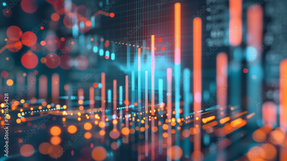Poster abstract digital data visualization, financial statistics and chart analysis concept with futuristic