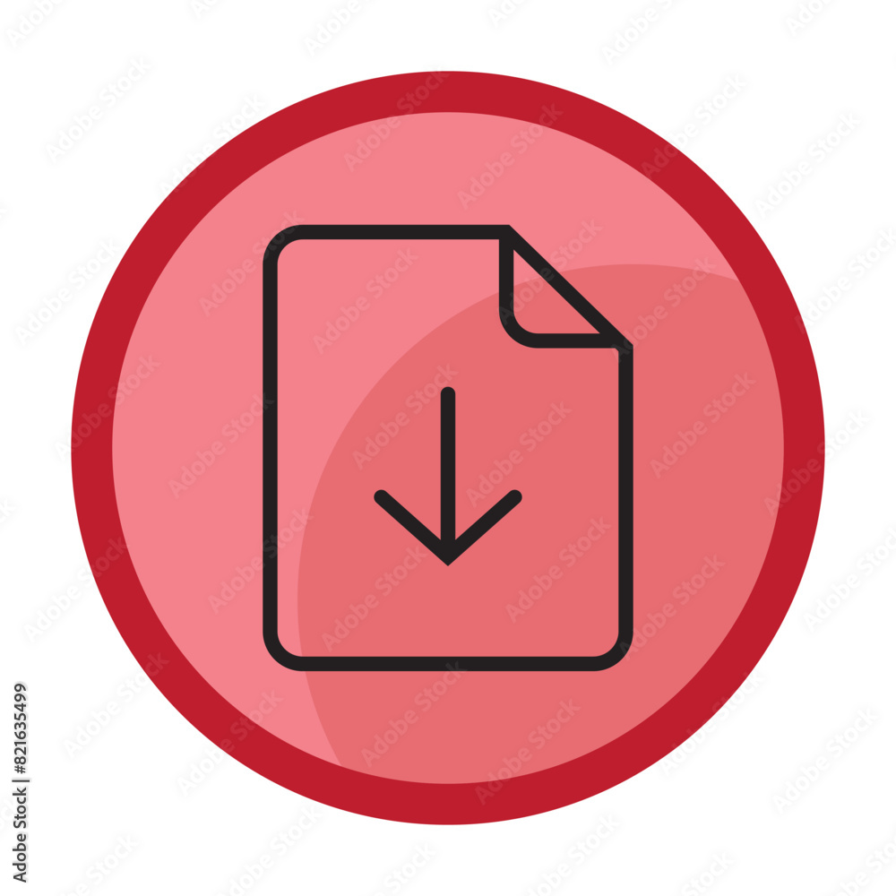 Aufkleber download folder icon, file document import icon sign with arrow down - save folder file icon button