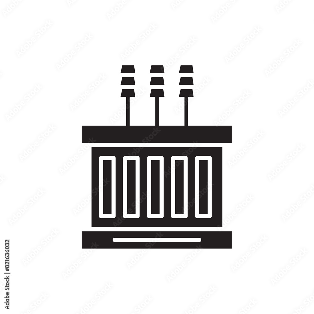 Poster electric transformer vector flat black simple illustration for web and app on white background..eps