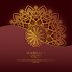 Luxury mandala design in gold color for decorations, greeting cards, fabric patterns, invitation and other printings, Black outlines also available for adult coloring book. 