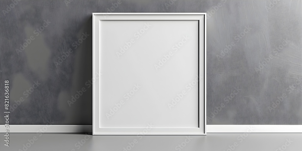 Aufkleber minimal white picture frame on gradient grey background 3d render digital art of isolated frame conc