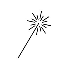 Sparkler stick line icon.  Bursting fireworks outline simple flat trendy style illustration on white background..eps