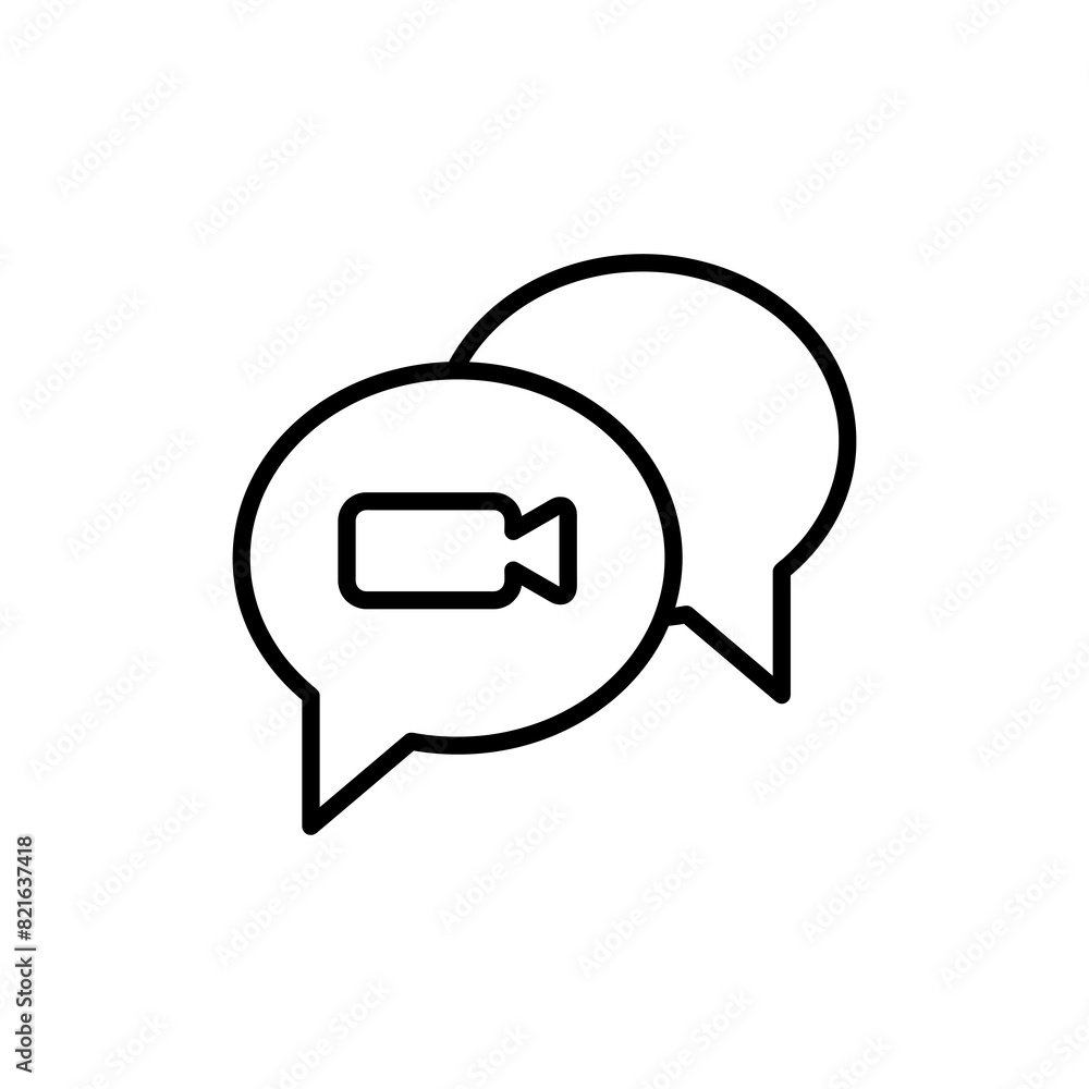 Poster video chat icon vector, simple flat liner vector illustration for web and app on white background..e