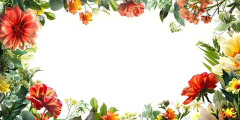 Colorful Spring Flower Floral Frame for Digital Design