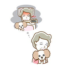 犬とおばあさんのイラスト.