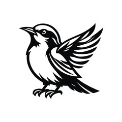 Fototapeta premium Nightingales Animal Black Silhouette Vector With White Color Background