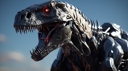 Fototapeta premium a robot dinosaur with sharp teeth