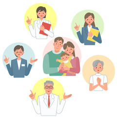 赤ちゃんを育てる若い夫婦と子育て支援のイメージ図