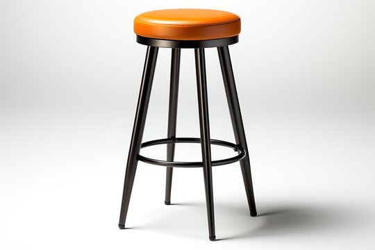 a stool with orange seat
