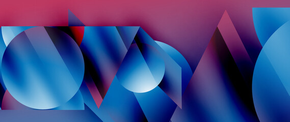 Obraz premium Captivating abstract backdrop composed of interlocking triangles and circles, forming an intriguing dance of shapes and patterns that exude both elegance and modernity