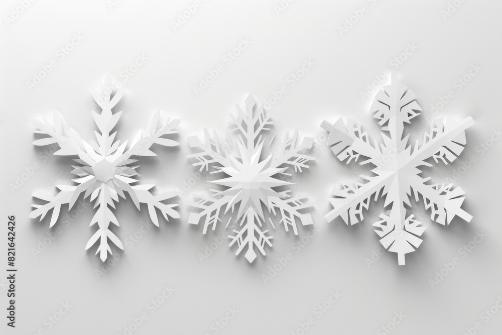 Aufkleber three snowflakes are arranged in a row on a white background. the snowflakes are all different sizes