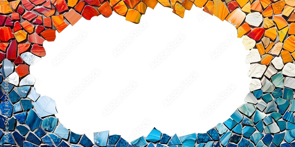 Poster vibrant and colorful mosaic tile frame with intricate patterns isolated on plain white background di